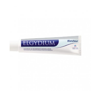 Elgydium Dentifrice Blancheur 75 ml Dentifirce au bicarbonate micropulvérisé Gommage extra doux Nettoyage en profondeur