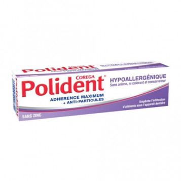 Polident Crème Fixative - Hypoallergénique - 40g Adhérence maximum + anti-particules Sans zinc, sans arôme, ni colorant et conservateur 3094905000811