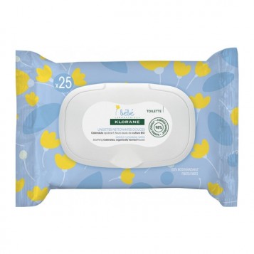 Klorane Bébé Lingettes Nettoyantes Douces - 25 Lingettes 3282770114072