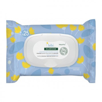 Klorane Bébé Lingettes Nettoyantes Douces - 25 Lingettes 3282770114072