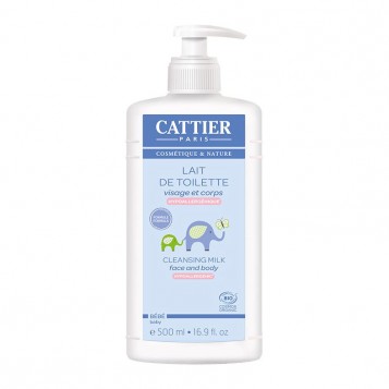 Cattier Lait de Toilette BIO - 500 ml NOUVELLE FORMULE Sans rinçage Visage et corps Hypoallergénique 3283950919210