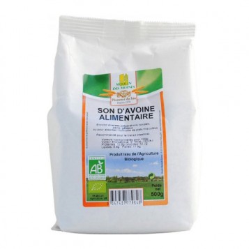 Moulin des Moines Son d'Avoine Alimentaire BIO - 500g Produit issu de l'agriculture biologique Pauvre en sel Riche en fibres 3347437779848