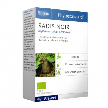 Pileje Phytostandard - Radis Noir - 20 Gélules Végétales Raphanus sativus L. var niger A base d'extrait de radis noir biologique 3401551604414