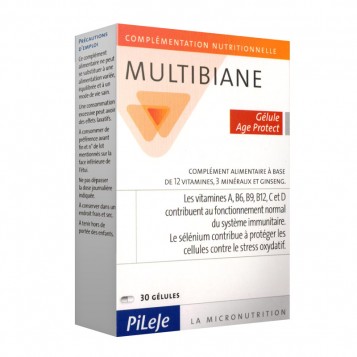 Pileje Multibiane - Age Protect - 30 Gélules Vitamines B6, B12 et C et sélénium 3401560505429