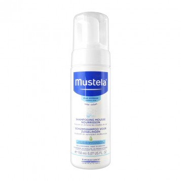 Mustela Shampooing Mousse Nourrisson - 150 ml Peau normale Nouveau-né, bébé et enfant Prévient et élimine les crûtes de lait Ne pique pas les yeux Sans paraben