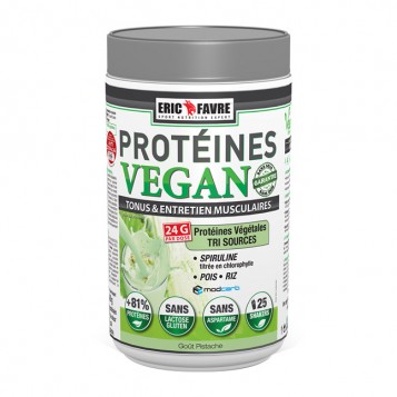 Eric Favre Protéines Vegan - Goût Pistache - 750g Protéines Végétales Tri-sources : spiruline titré en chlorophylle, riz, petit pois 3525722019170