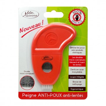 Aquaromat Peigne Anti-Poux Anti-Lentes 100% efficace Dents en acier inoxydable Loupe intégrée 3760235950989