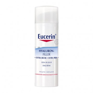 Eucerin Hyaluron-Filler - Extra Riche Soin de Jour - 50 ml Peaux sèches et très sèches Hydrate la peau sèche et les rides de sécheresse Réduit les rides 4005900354594