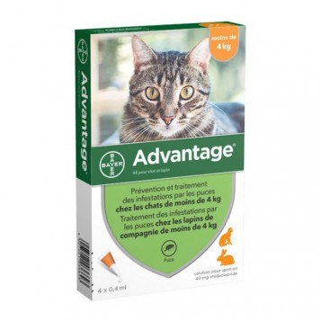 Advantage 80 Solution Antipuce Pour Chat et Lapin moins de 4kg - 4 Pipettes 4007221036616