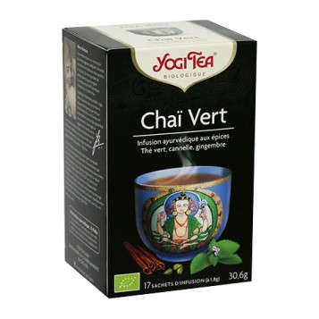 Yogi Tea Chaï Vert - 17 Sachets Infusion ayurvédique aux plantes Thé vert, cannelle, gingembre Délicieux, relaxant, unique 4012824402645 