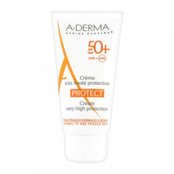 Aderma Protect - Fluide Très Haute Protection SPF 50+ 40 ml Pour peaux fragiles normales à sèches Non collant Résistant à l'eau Sans traces blanches Sans paraben