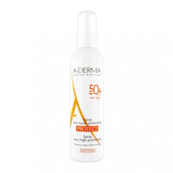 Aderma Protect - Spray Très Haute Protection SPF50+ 200 ml Pour peaux fragiles Résistant à l'eau Sans paraben