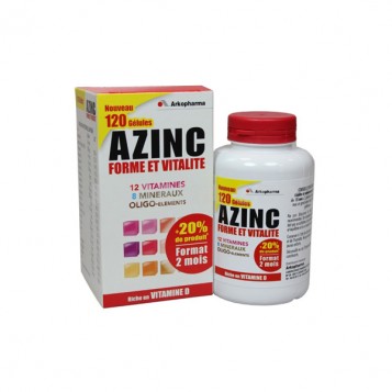 Azinc - Forme et Vitalité - Riche en Vitamine D - 120 Gélules