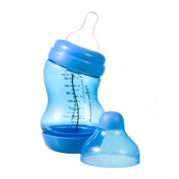 Difrax Biberon S - Wide Bleu 200 ml Réduit les risques de crampes intestinales, de renvois et de vomissements Sans BPA