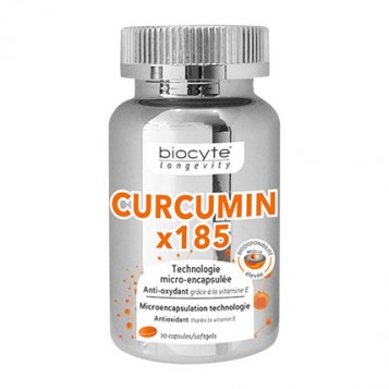 Biocyte Curcumin x185 - 30 Capsules Technologie micro-encapsulée Biodisponibilité élévée 1 mois 3401560204162