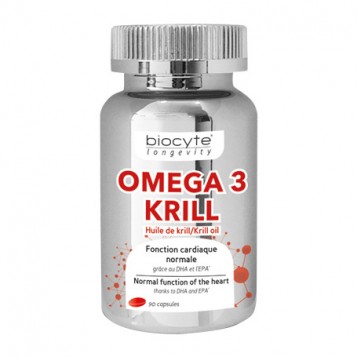 Biocyte Omega Krill - 90 Capsules NOUVELLE PRÉSENTATION Huile de krill Fonction cardiaque normale grâce au DHA et l'EPA