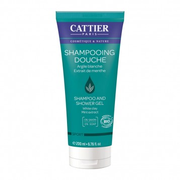 Cattier Shampooing Douche - 200 ml 0% savon pH physiologique A l'argile blanche et l'extrait de menthe