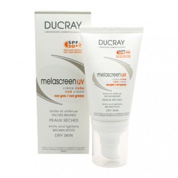 Ducray Melascreen UV Crème Riche SPF50+ 40 ml limite et atténue les tâches brunes, pour les peaux sèches, sans parfum et sans paraben