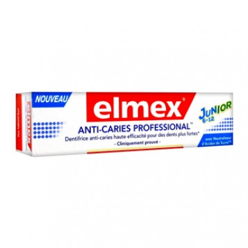 Elmex Dentifrice Anti-Caries Professional Junior 6-12 ans 75 ml Dentifrice enfant Avec neutraliseur d'acides de sucre