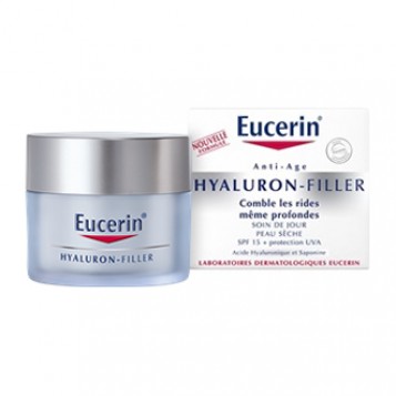Eucerin Hyaluron-Filler - Anti-Age - Soin de Jour Peau Sèche SPF15 50 ml Comble les rides même profondes Protection UVA SPF15 Idéal pour les peaux sèches