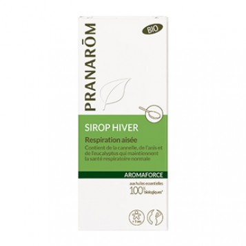 Pranarôm Aromaforce - Sirop Hiver BIO 150 ml Respiration aisée Contient de la cannelle, de l’anis et de l’eucalyptus qui maintiennent la santé respiratoire normale