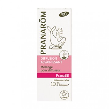 Pranarôm PranaBB - Diffusion Assainissant BIO 10 ml Je veux assainir et purifier l’air de la chambre de bébé ! Mélange pour diffuseur Dès 3 mois