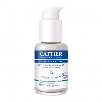 Cattier Gel Crème Purifiant BIO - 50 ml BIO Menthe - fleur d'oranger Pour peaux grasses à imperfections