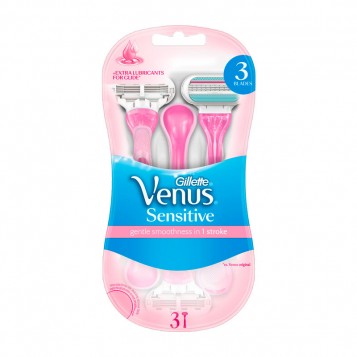 Gillette Venus Sensitive - 3 Rasoirs Pour un rasage de près en un seul geste Extra lubrifiés