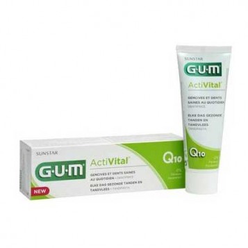 Gum ActiVital - Dentifrice Q10 - 75 ml Gencives et dents saines au quotidien Sans paraben A partir de 7 ans 7630019902472