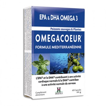 Omegacoeur - EPA&DHA Omega3 - Formule Mediterranéenne - 60 Capsules