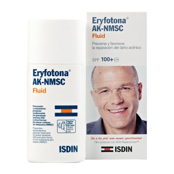 ISDIN Eryfotona AK - Fluid SPF100+   -  50 ml Prévient et améliore le traitement des lésions cutanées actiniques Film protecteur avec de l'ADN Repairsomes