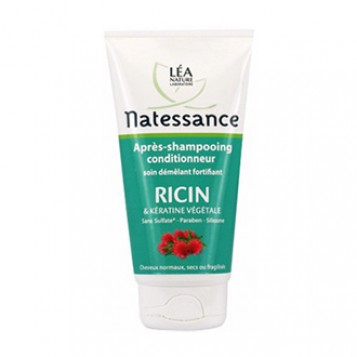 léa nature natessance après-shampooing ricin et kératine végétale 150 ml pour cheveux normaux secs fragilisés soin démêlant fortifiant hyperpara