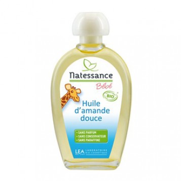 léa nature natessance bébé huile d'amande douce bio 50 ml, sans parfum, sans conservateur, sans paraffine