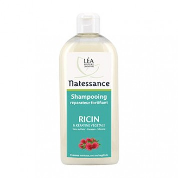 léa nature natessance shampooing réparateur fortifiant ricin et kératine végétale 500 ml pour cheveux normaux secs fragilisés soin capillaire hyperpara