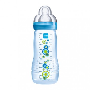MAM Biberon 2ème âge 6+mois 330 ml - Arctic Blue Tétine ultra-douce, 0% BPA, débit ultra rapide Débit X