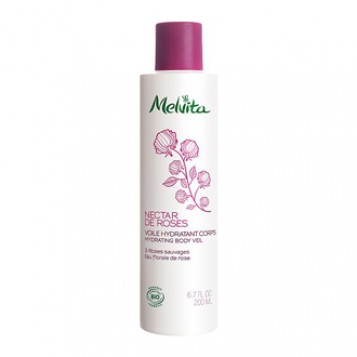 Melvita Nectar de Roses - Voile Hydratant Corps 200 ml Soin corps BIO Hydrate la peau pendant 24 heures Aux 3 roses sauvages Enrichi en eau florale de rose