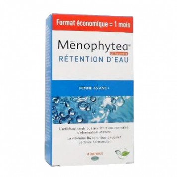 Ménophytea Silhouette Rétention d'Eau 60 Comprimés Format économique = 1 mois Nouvelle Formule ! Favorise l'élimination de l'eau et des toxines Femme 45 ans +