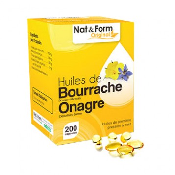 Nat & Form Original - Huiles de Bourrache Onagre - 200 Capsules
