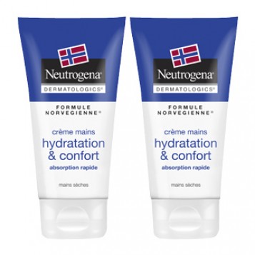 Neutrogena Crème Mains Hydratation & Confort Absorption Rapide 75 ml Lot de 2  OFFRE SPÉCIALE