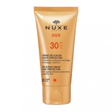 nuxe sun crème délicieuse haute protection SPF30 50 ml visage et corps protection cellulaire anti-âge, bronzage sublime