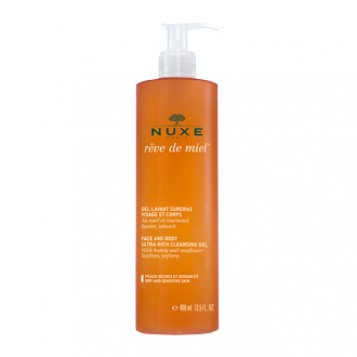 Nuxe Rêve de Miel Gel Lavant Surgras Visage et Corps 400 ml pour les peaux sèches et sensibles Hyperpara