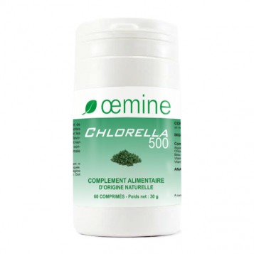 Oemine Chlorella 500 - 60 Comprimés Complément alimentaire d'origine naturelle Sans gluten et sans OGM