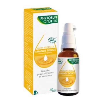 Phytosun Aroms Huile Végétale Amande Douce BIO - 50 ml Prunus amygdalus Nourrissant Apaisant et confort Peau délicate et sensible Pour la femme enceinte et le bébé