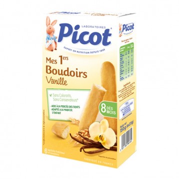 Picot Mes 1ers Boudoir Vanille Dès 8 mois Sans colorants Sans conservateurs Aide à la percée des dents Adapté à la main de l'enfant