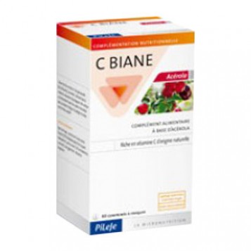 Pileje C Biane - Acérola - Goût Fruits Rouges - 20 Comprimés à croquer Riche en vitamine C d'origine naturelle A base d'acérola Arôme naturel Sans édulcorant 3401529507860