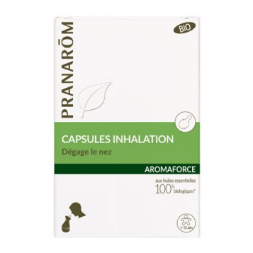 Pranarôm Aromaforce - Capsules Inhalation BIO - 15 Capsules Dégage le nez Aux huiles essentielles 100% biologiques A partir de 12 ans 5420008518973