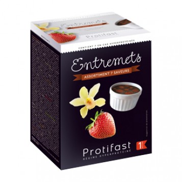 Protifast Entremets Assortiment 7 Saveurs 7 Sachets Phase 1 En-cas hyperprotéinés Découvrez les gammes Dessert et Entrements de Protifast Phase 1 Active