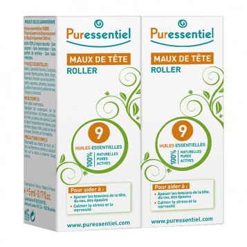 Puressentiel Maux de Tête Roller aux 9 Huiles Essentielles DUO