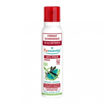 puressentiel anti-pique spray offre spéciale format économique 50 ml offert répulsif et apaisant pour les zones infestées tempérées et tropicales pour adultes et enfants