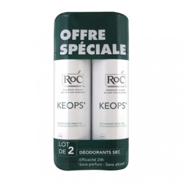 Roc Keops - Déodorant Spray Sec 150 ml Lot de 2 OFFRE SPÉCIALE Sans alcool et sans parfum